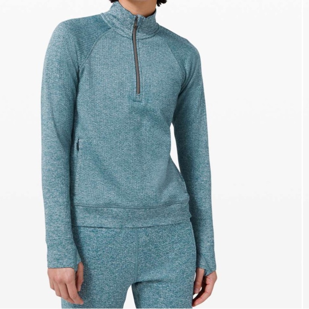 #183 Lululemon Engineered Warmth Half Zip
Submarine / White - Sz 6